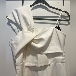 Lulus Eternal Vow Ivory One-Shoulder Sleeveless Bow-Front Jumpsuit